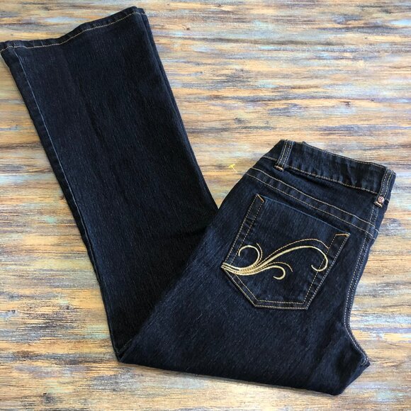 Grane Jeans Make a Statement Low Rise Flare Dark Wash Blue Womens Size 0 Junior - Picture 12 of 16